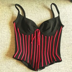 snazzy red and black stretch corset Size XS
